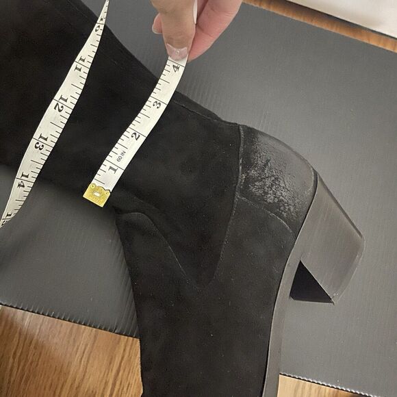 PRADA black suede leather western mid calf heeled boot size 35.5 US 5.5 - Picture 11 of 16